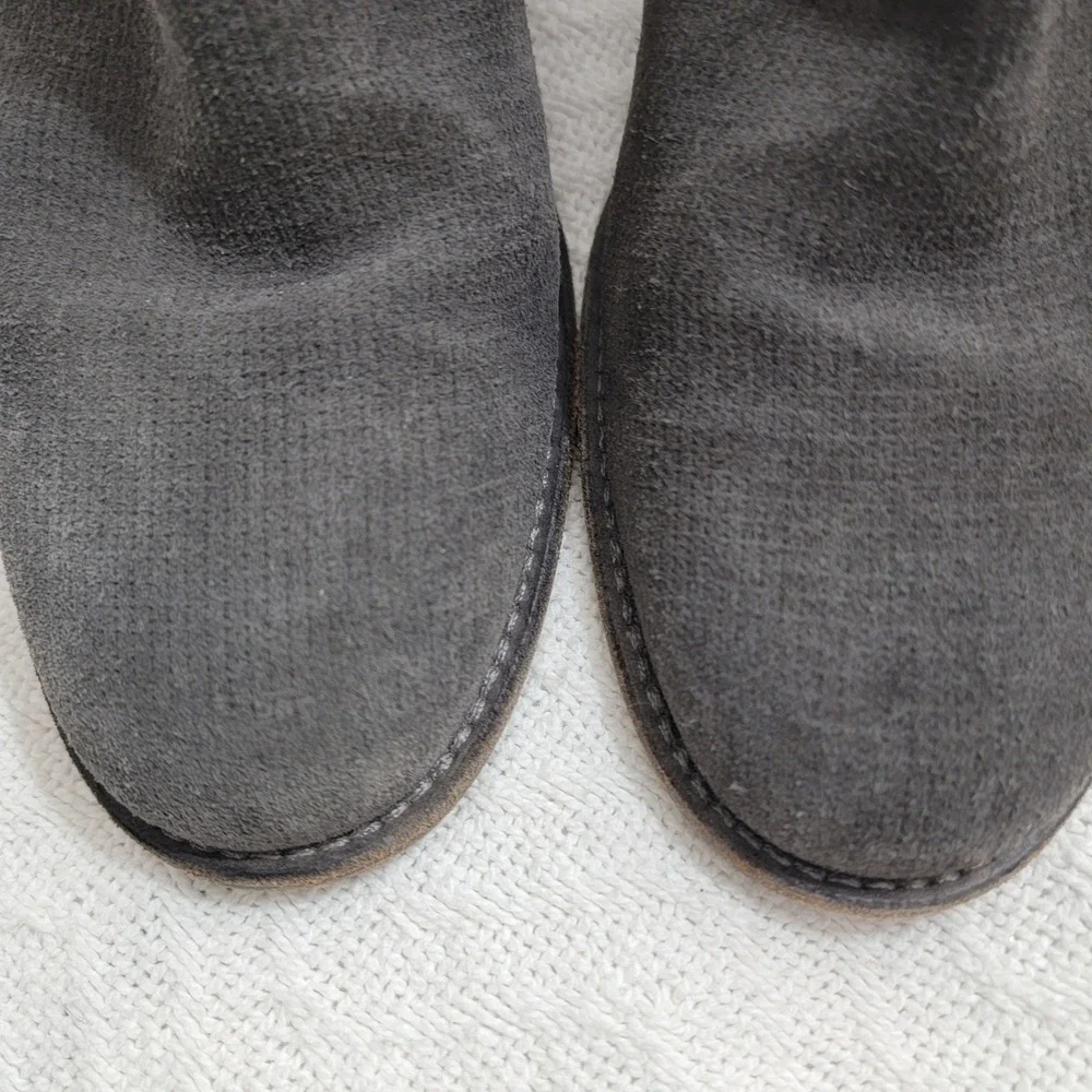 Aquatalia Womens Gray Suede Textured Ankle Boots Block Heel Made in Italy Size 9